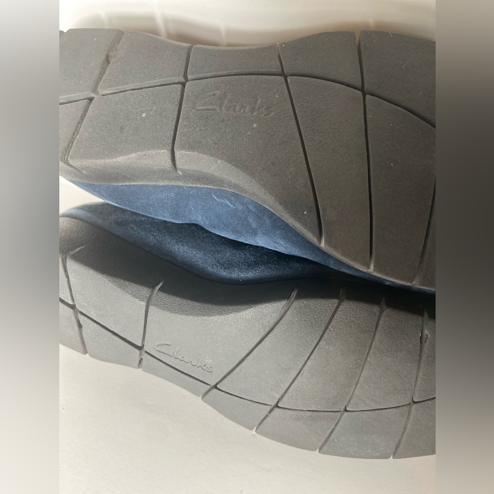 Clarks~Artisan~Daelyn Hill~Comfort~Navy Blue~Suede~Slip On Wedge~Loafer~Size 7 - Picture 12 of 13